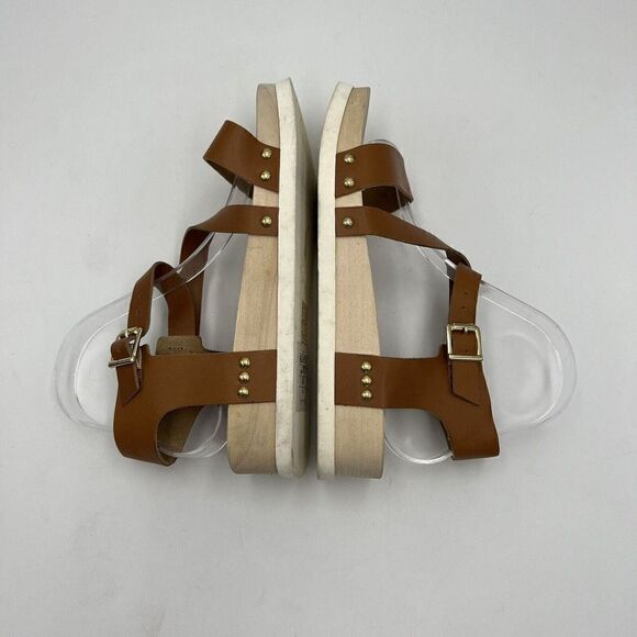 NEW Free People Sundown Flatform Sandal Brown Leather Gold Accent Size 7/38 - Picture 9 of 10